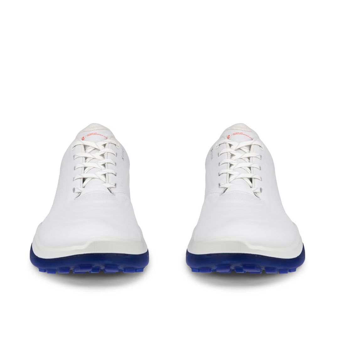ECCO Men's LT1 Hybrid Leather Waterproof Golf Shoes - WHITE / BLUE