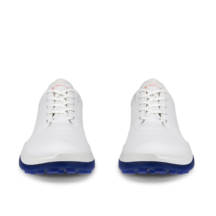 ECCO Men's LT1 Hybrid Leather Waterproof Golf Shoes - WHITE / BLUE