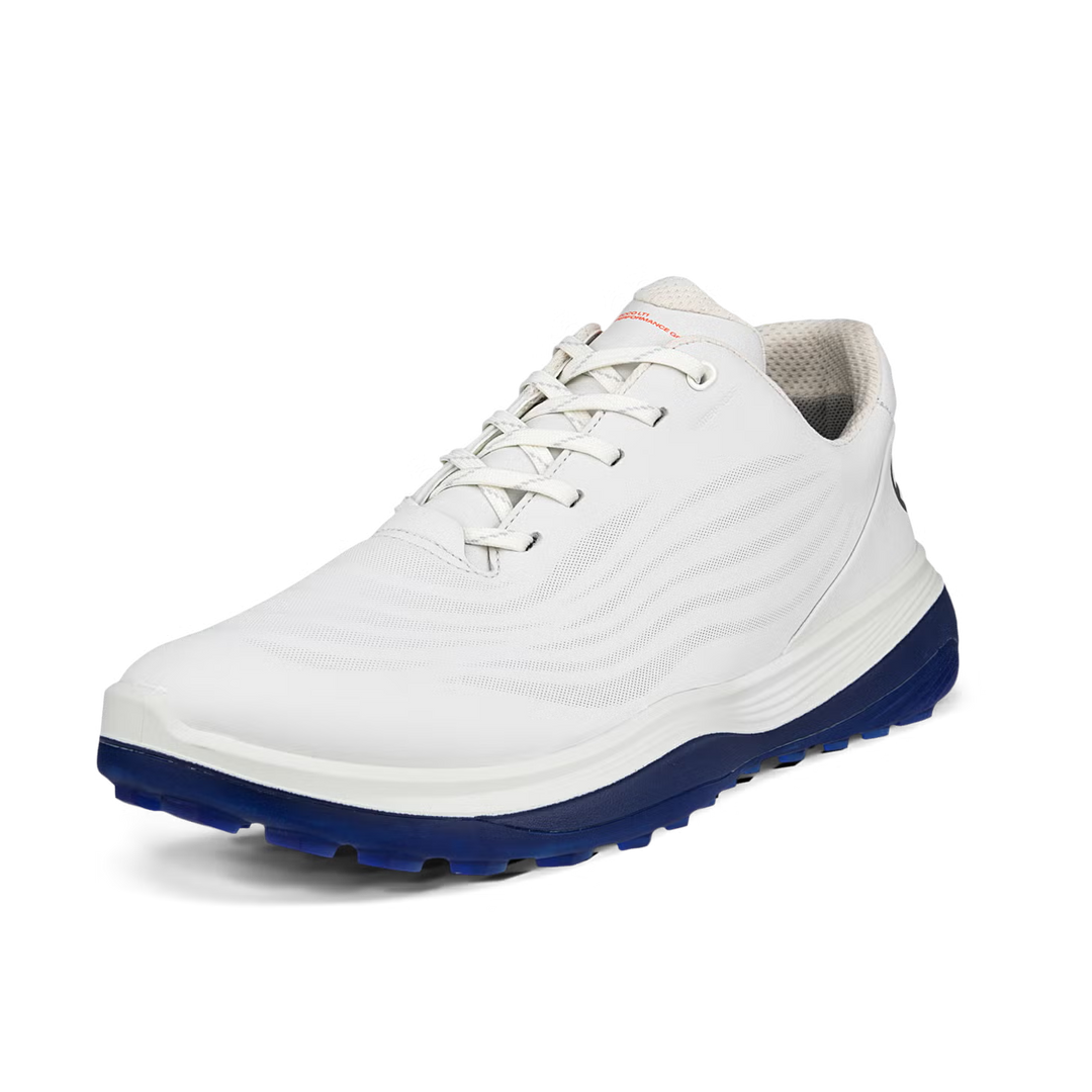 ECCO Men's LT1 Hybrid Leather Waterproof Golf Shoes - WHITE / BLUE