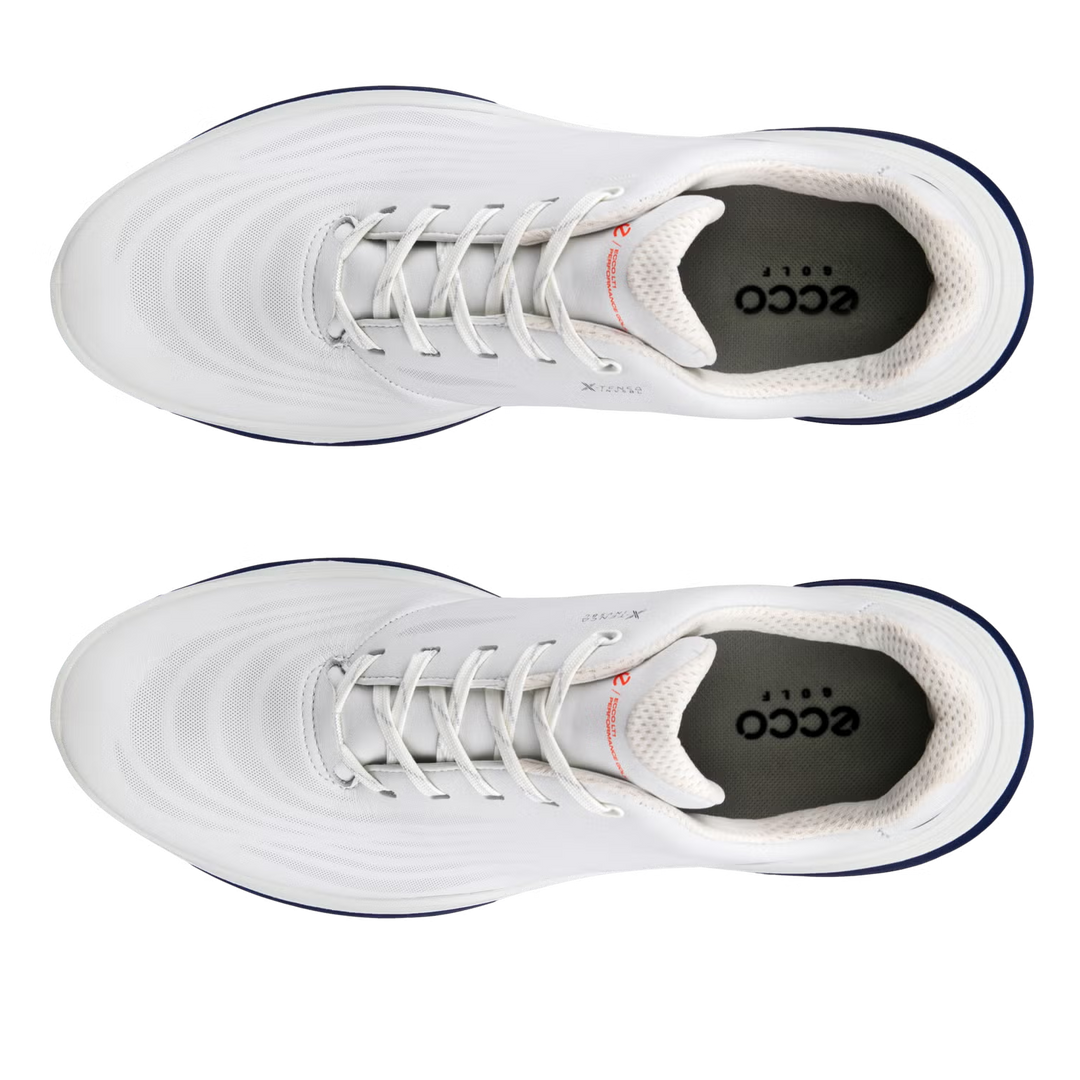 ECCO Men's LT1 Hybrid Leather Waterproof Golf Shoes - WHITE / BLUE