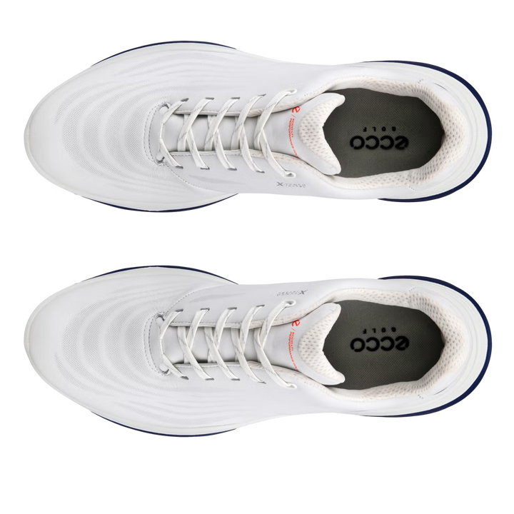 ECCO Men's LT1 Hybrid Leather Waterproof Golf Shoes - WHITE / BLUE
