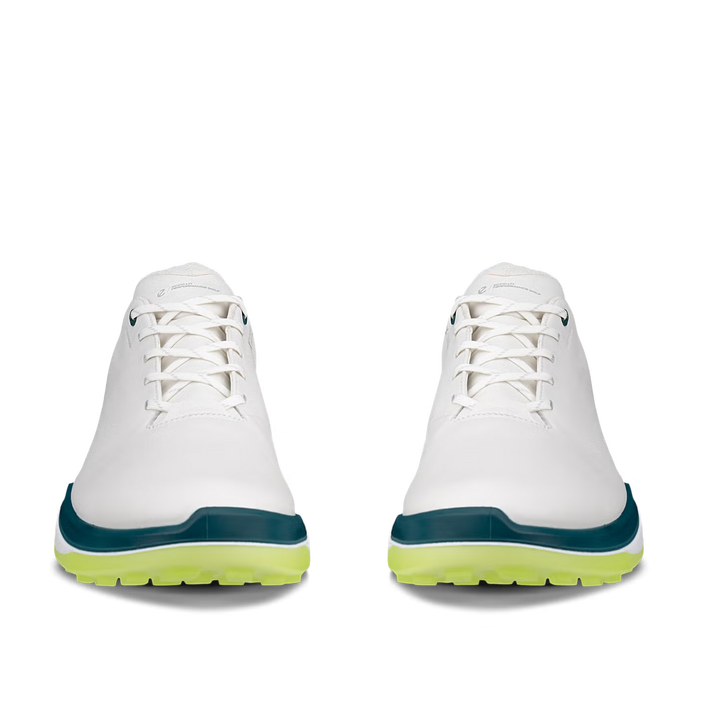 ECCO Men's LT1 Leather Waterproof Golf Shoes - WHITE / BAYGREEN