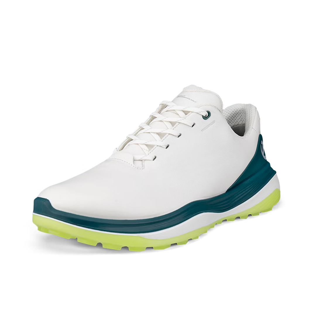 ECCO Men's LT1 Leather Waterproof Golf Shoes - WHITE / BAYGREEN