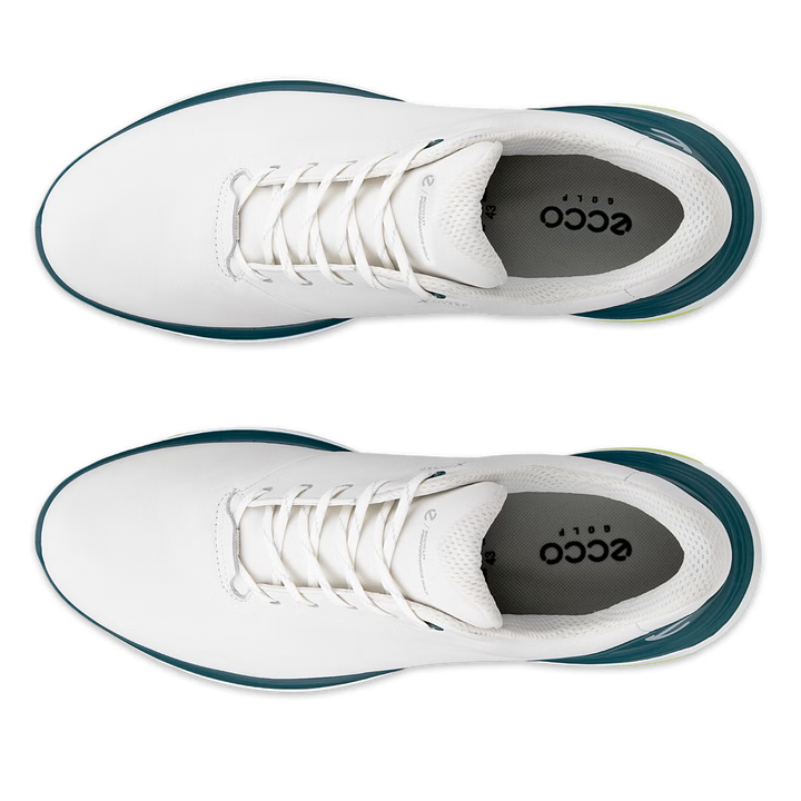 ECCO Men's LT1 Leather Waterproof Golf Shoes - WHITE / BAYGREEN
