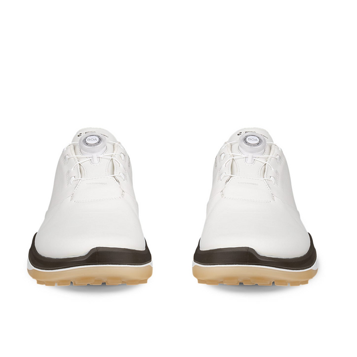ECCO Men's LT1 BOA Hybrid Leather Waterproof Golf Shoes - WHITE / TARMAC