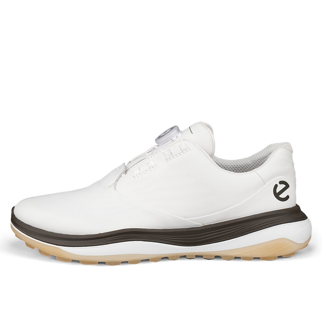 ECCO Men's LT1 BOA Hybrid Leather Waterproof Golf Shoes - WHITE / TARMAC