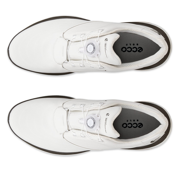 ECCO Men's LT1 BOA Hybrid Leather Waterproof Golf Shoes - WHITE / TARMAC