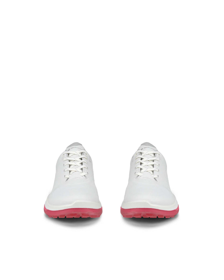 ECCO Women's Golf Lt1 Leather Waterproof Golf Shoe - WHITE / BUBBLEGUM