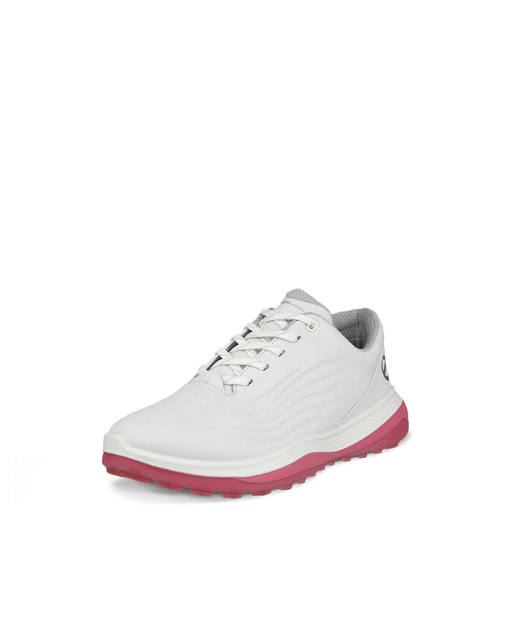 ECCO Women's Golf Lt1 Leather Waterproof Golf Shoe - WHITE / BUBBLEGUM