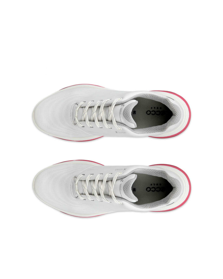 ECCO Women's Golf Lt1 Leather Waterproof Golf Shoe - WHITE / BUBBLEGUM