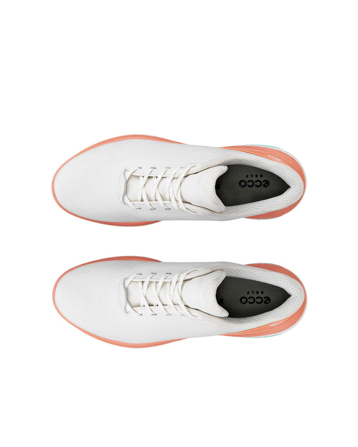 ECCO Women's Golf Ltd1 Waterproof Leather Golf Shoe - WHITE / ORANGE