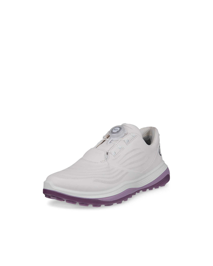 ECCO Women's Golf Lt1 Boa Leather Waterproof Golf Shoe - WHITE / PINK
