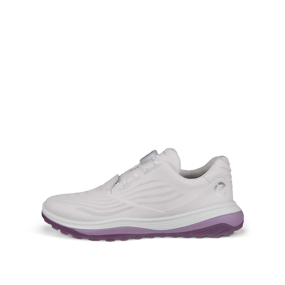 ECCO Women's Golf Lt1 Boa Leather Waterproof Golf Shoe - WHITE / PINK