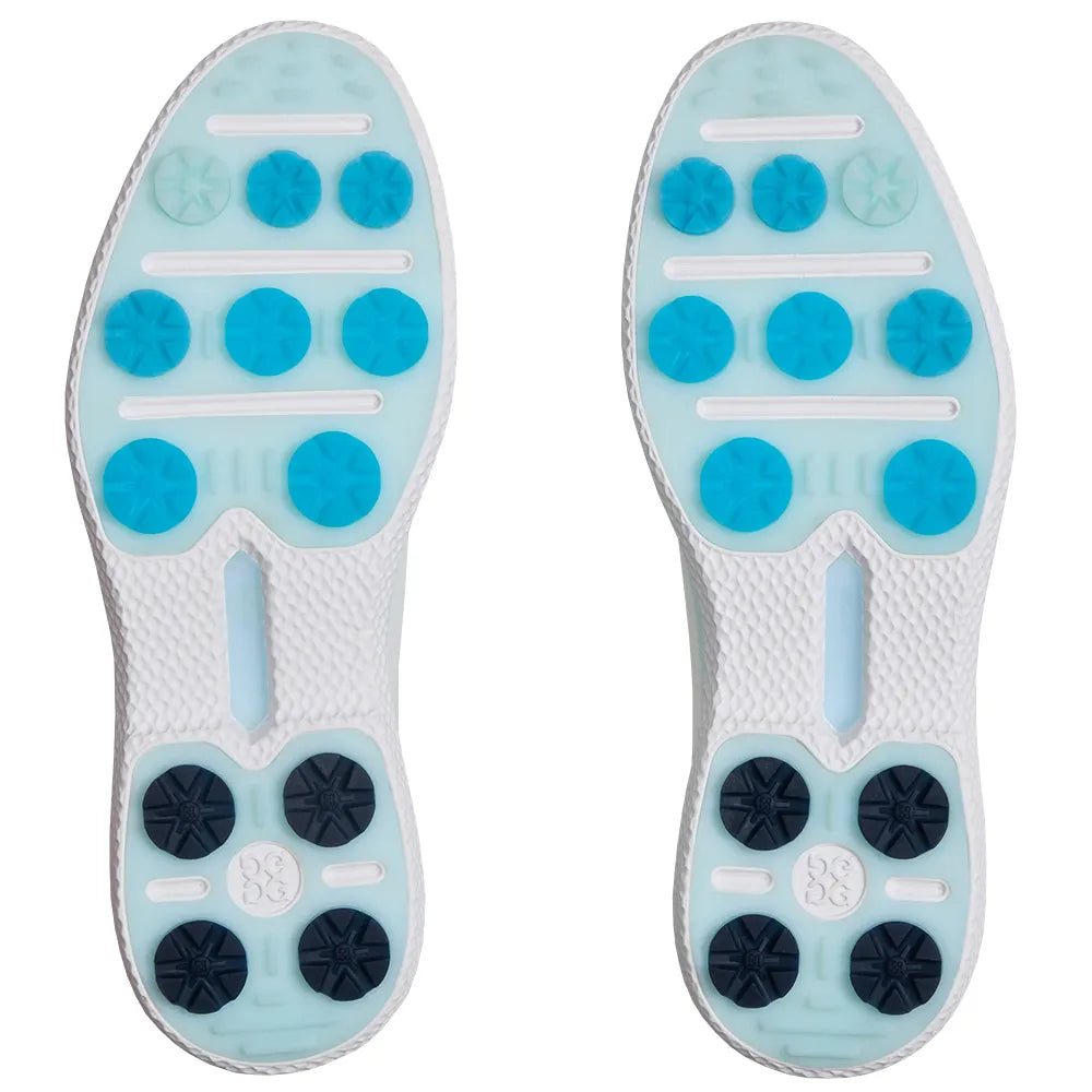 G/FORE WOMEN'S GALLIVAN2R TUXEDO STRIPE KILTIE STIPPLED GOLF SHOE - SNOW / DAYBREAK