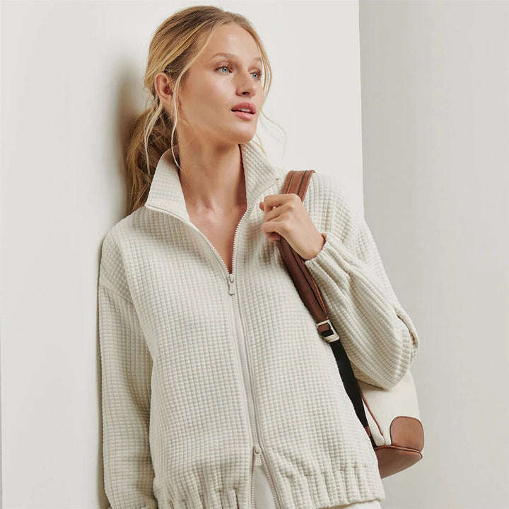 Peter Millar Women's Flora Knit Jacquard Full-Zip Layer - STONE