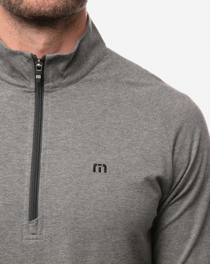 TRAVIS MATHEW MEN'S ZACHARY 1/4 ZIP PULLOVER - HEATHER DARK SHADOW