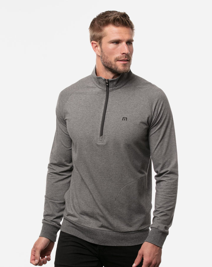 TRAVIS MATHEW MEN'S ZACHARY 1/4 ZIP PULLOVER - HEATHER DARK SHADOW