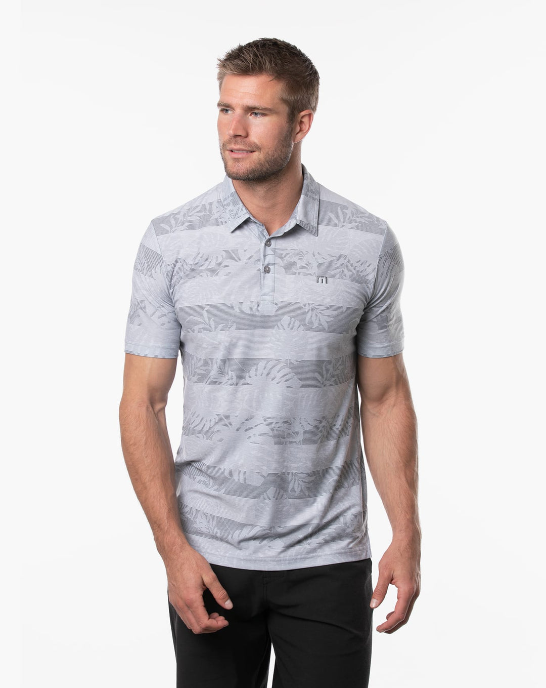 TRAVIS MATHEW MENS BREKKIE POLO - HEATHER LIGHT GREY