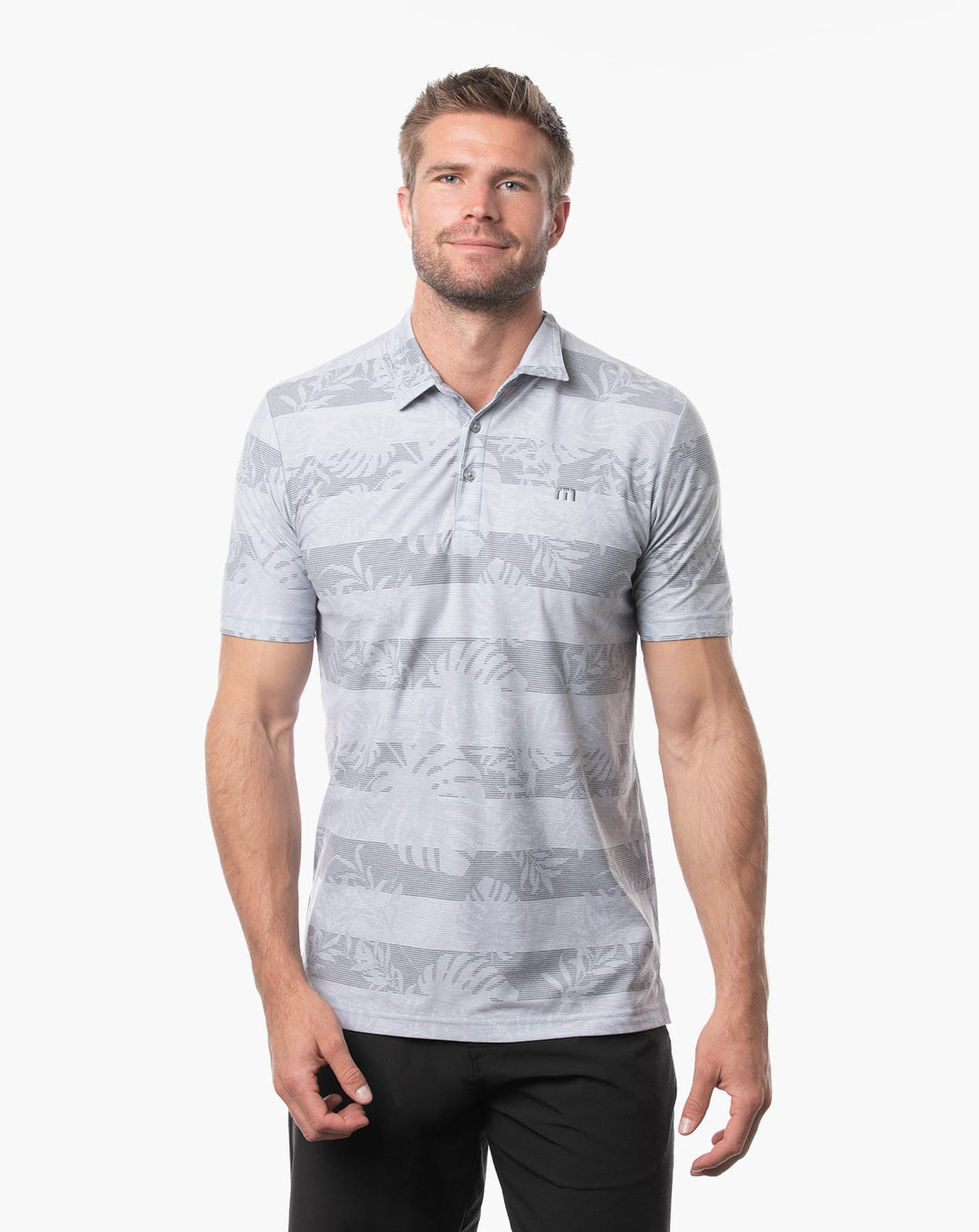 TRAVIS MATHEW MENS BREKKIE POLO - HEATHER LIGHT GREY