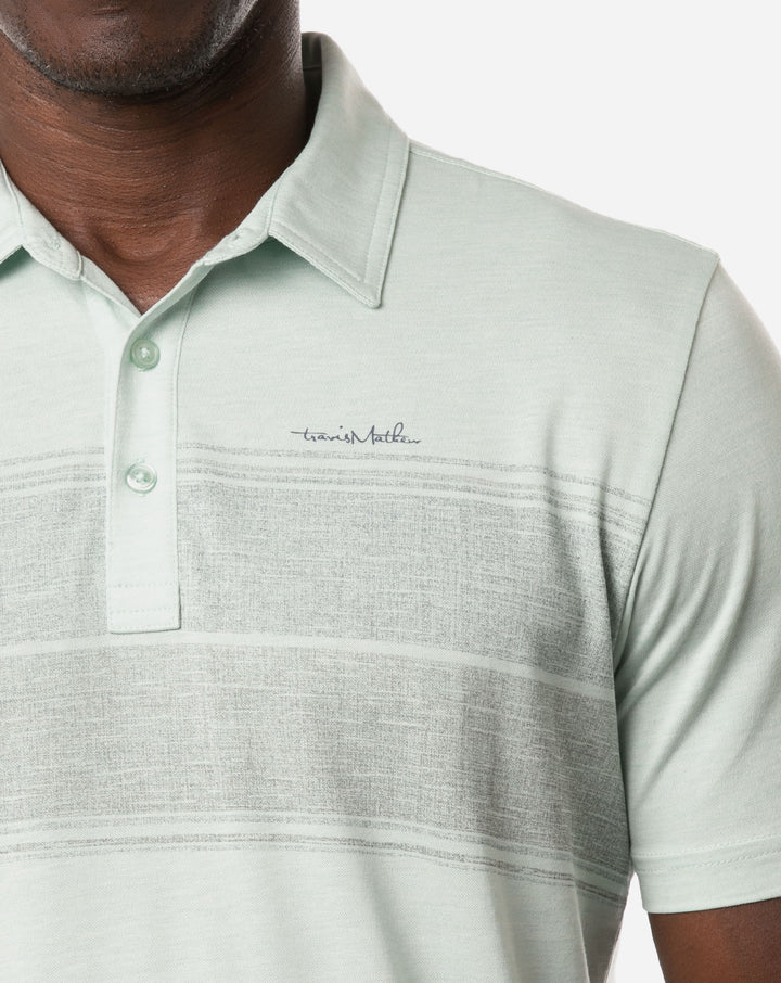 TRAVIS MATHEW MENS INFINITE WISHES POLO - HEATHER NEPTUNE GREEN