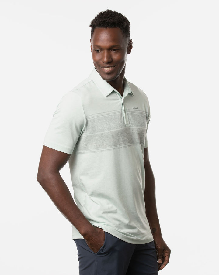 TRAVIS MATHEW MENS INFINITE WISHES POLO - HEATHER NEPTUNE GREEN