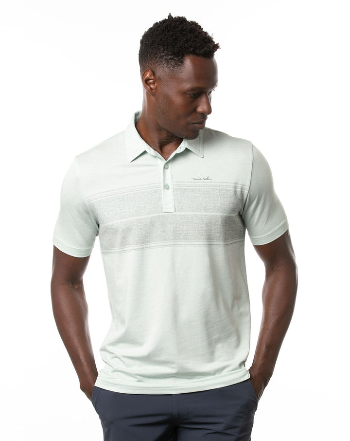TRAVIS MATHEW MENS INFINITE WISHES POLO - HEATHER NEPTUNE GREEN