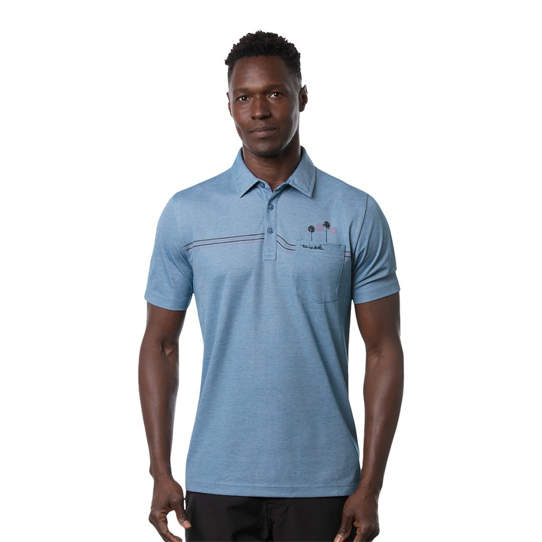 TRAVIS MATHEW MENS MAX BET POLO - HEATHER BLUE SAPPHIRE