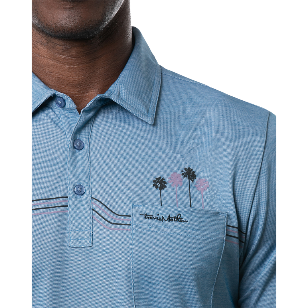 TRAVIS MATHEW MENS MAX BET POLO - HEATHER BLUE SAPPHIRE