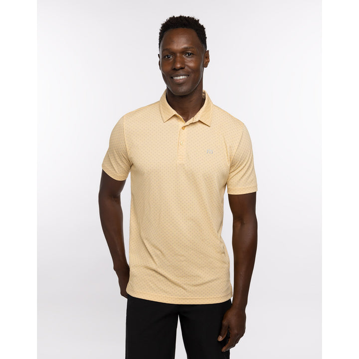 TRAVIS MATHEW MENS BAMBOO CALM POLO - HEATHER GOLDEN CREAM