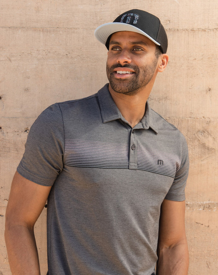 TRAVIS MATHEW MENS HORCHATA POLO - HEATHER DARK GREY