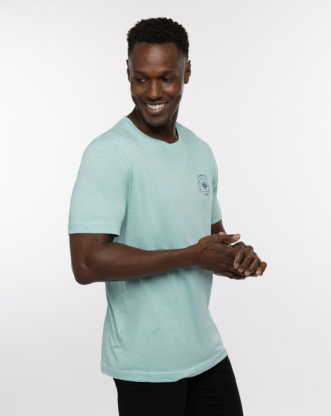 TRAVISMATHEW MENS PUERTO ESCONDIDO T-SHIRT - HEATHER TURQUOISE
