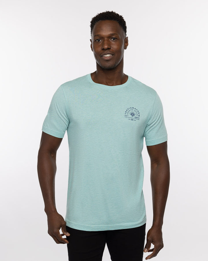 TRAVISMATHEW MENS PUERTO ESCONDIDO T-SHIRT - HEATHER TURQUOISE