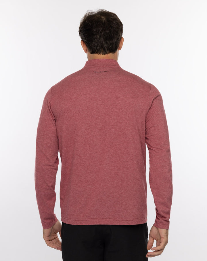 TRAVIS MATHEW MENS SUNSET SERENADE QUARTER ZIP PULLOVER - HEATHER EARTH RED