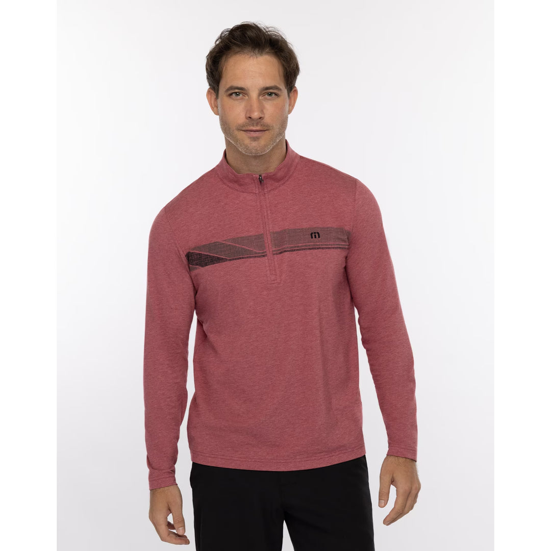 TRAVIS MATHEW MENS SUNSET SERENADE QUARTER ZIP PULLOVER - HEATHER EARTH RED