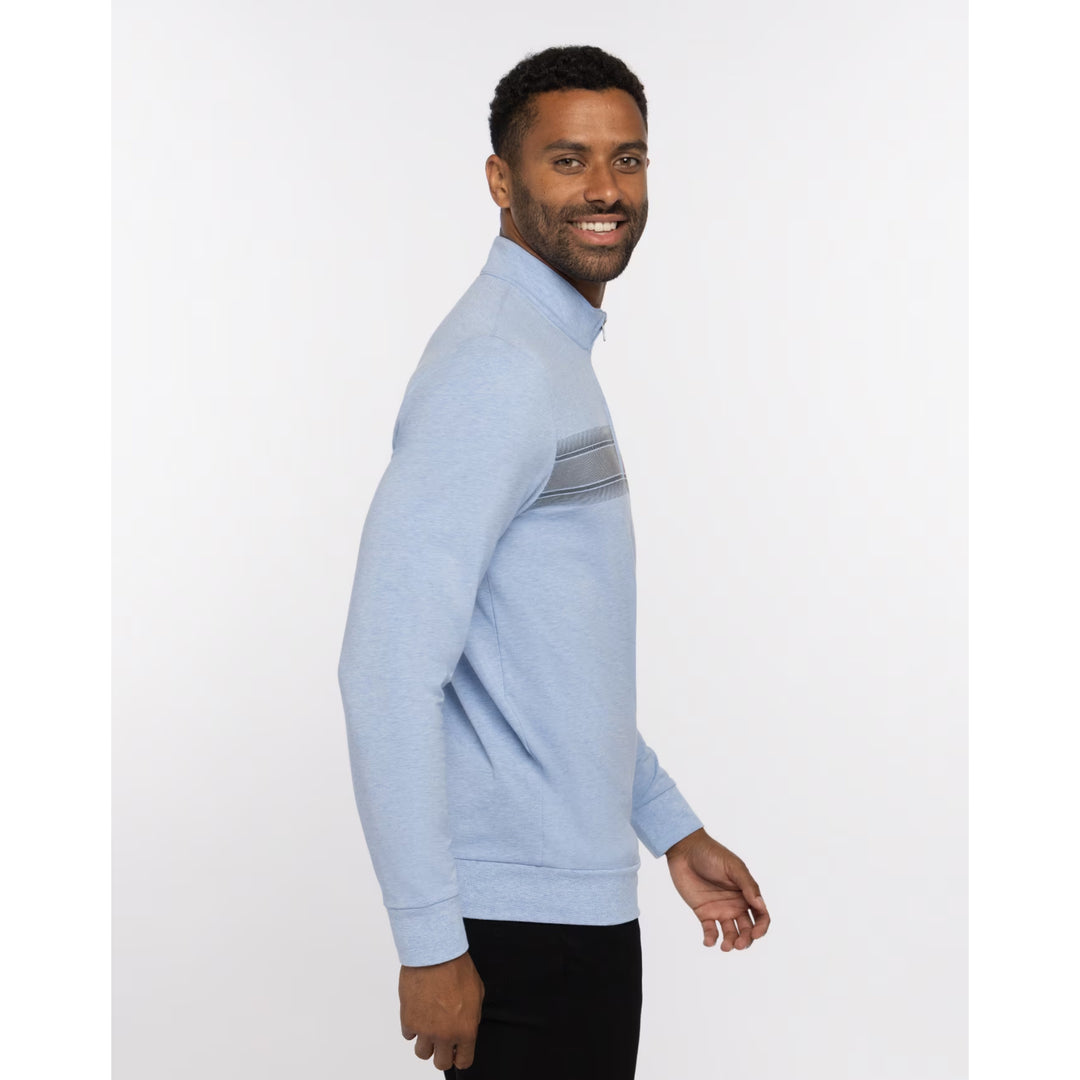 TRAVIS MATHEW MENS TEQUILA SOUR PULLOVER - HEATHER BEL AIR BLUE