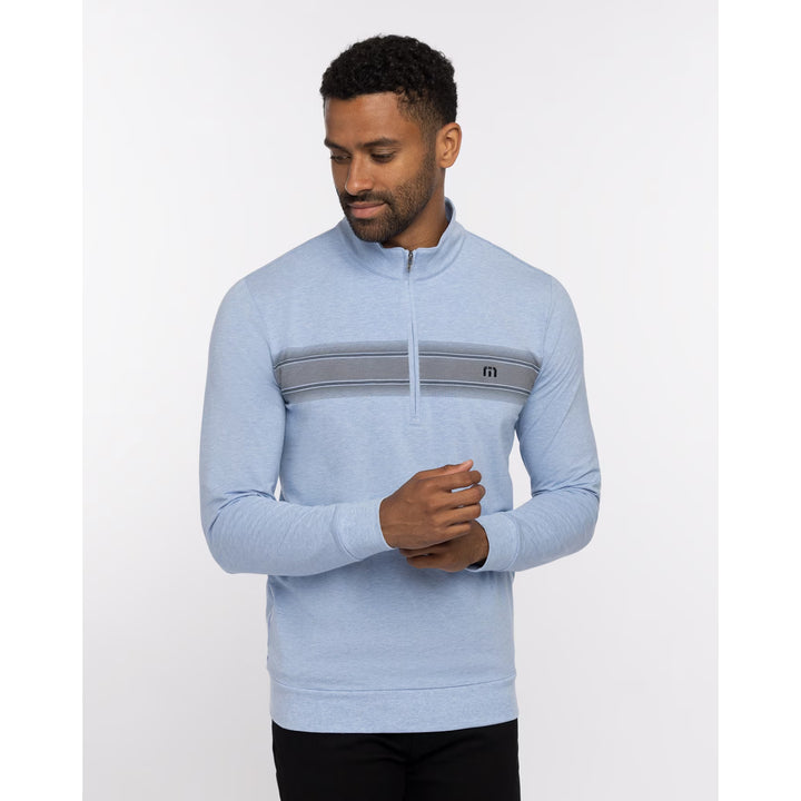 TRAVIS MATHEW MENS TEQUILA SOUR PULLOVER - HEATHER BEL AIR BLUE