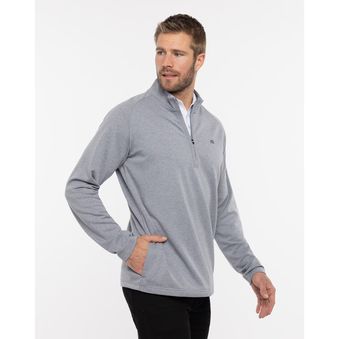 TRAVIS MATHEW MENS UPGRADED PULLOVER - HEATHER GREY