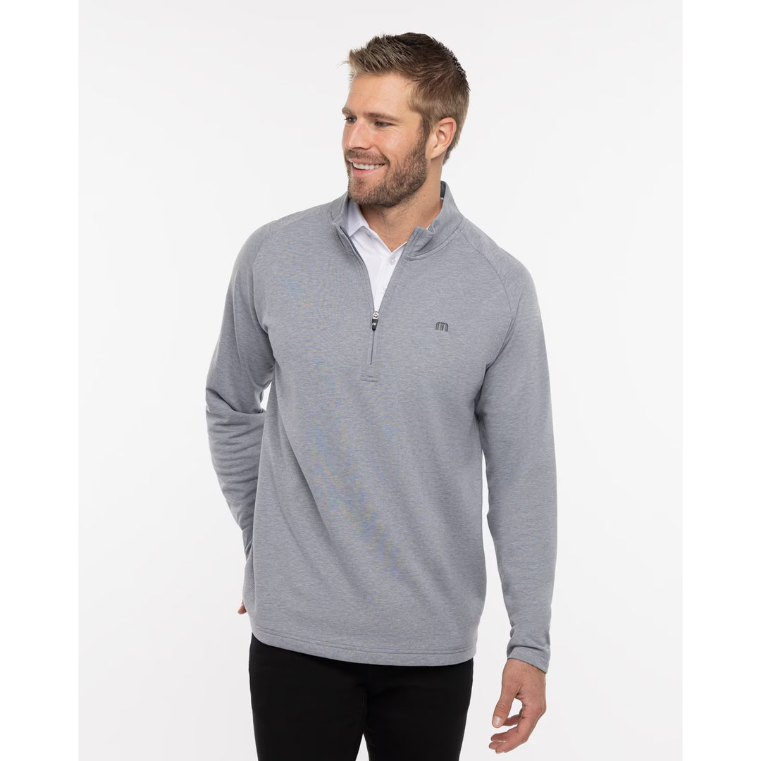 TRAVIS MATHEW MENS UPGRADED PULLOVER - HEATHER GREY