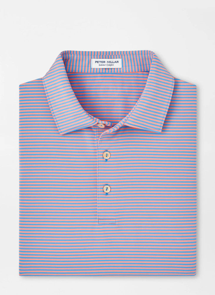 Peter Millar Mens Classic Fit Hales Performance Jersey Polo - Sean Self Collar - LIBERTY BLUE