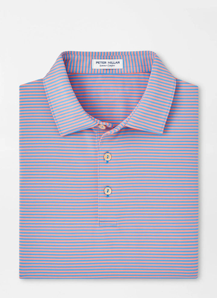 Peter Millar Mens Classic Fit Hales Performance Jersey Polo - Sean Self Collar - LIBERTY BLUE