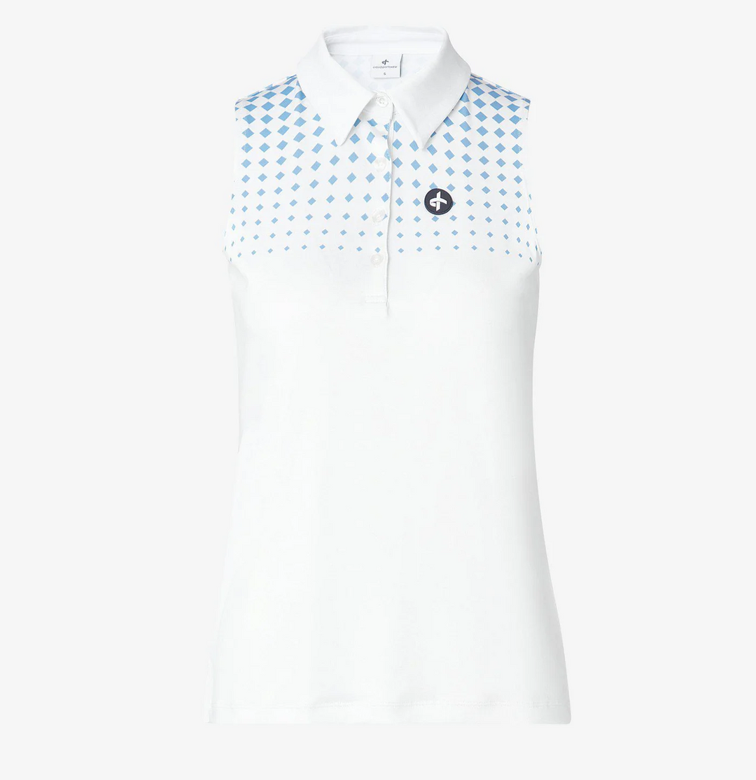 Cross Women's FADE Sleeveless Polo - WHITE / BEL AIR BLUE