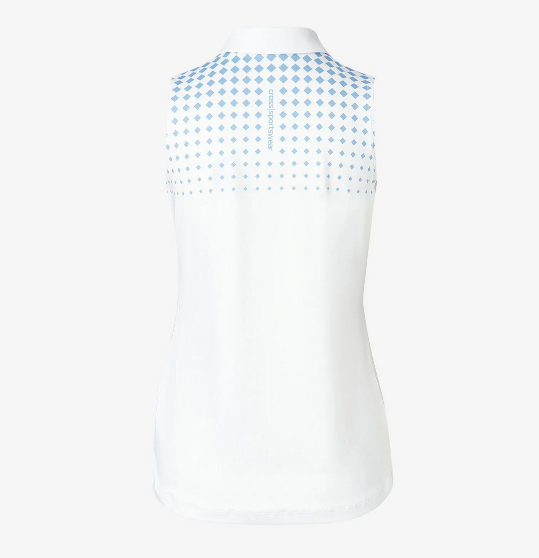 Cross Women's FADE Sleeveless Polo - WHITE / BEL AIR BLUE