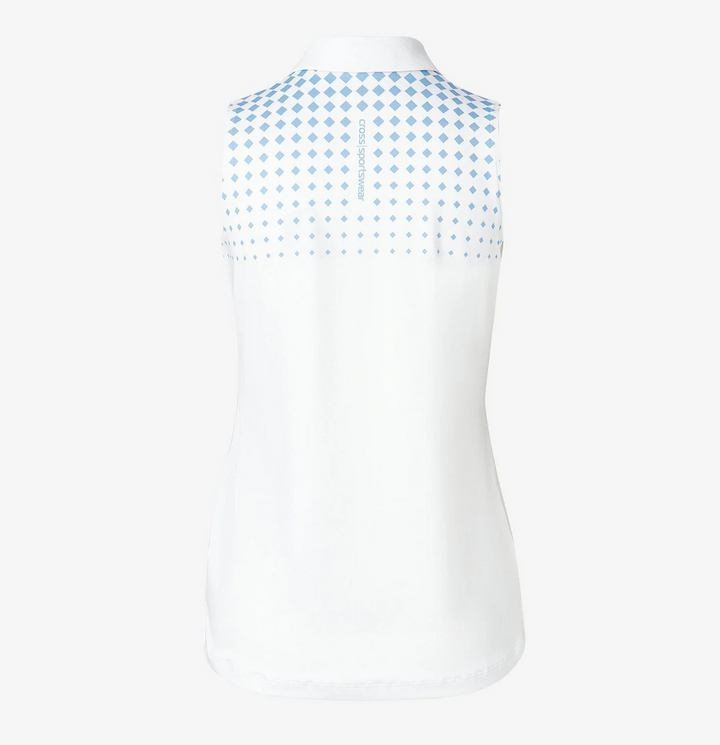 Cross Women's FADE Sleeveless Polo - WHITE / BEL AIR BLUE