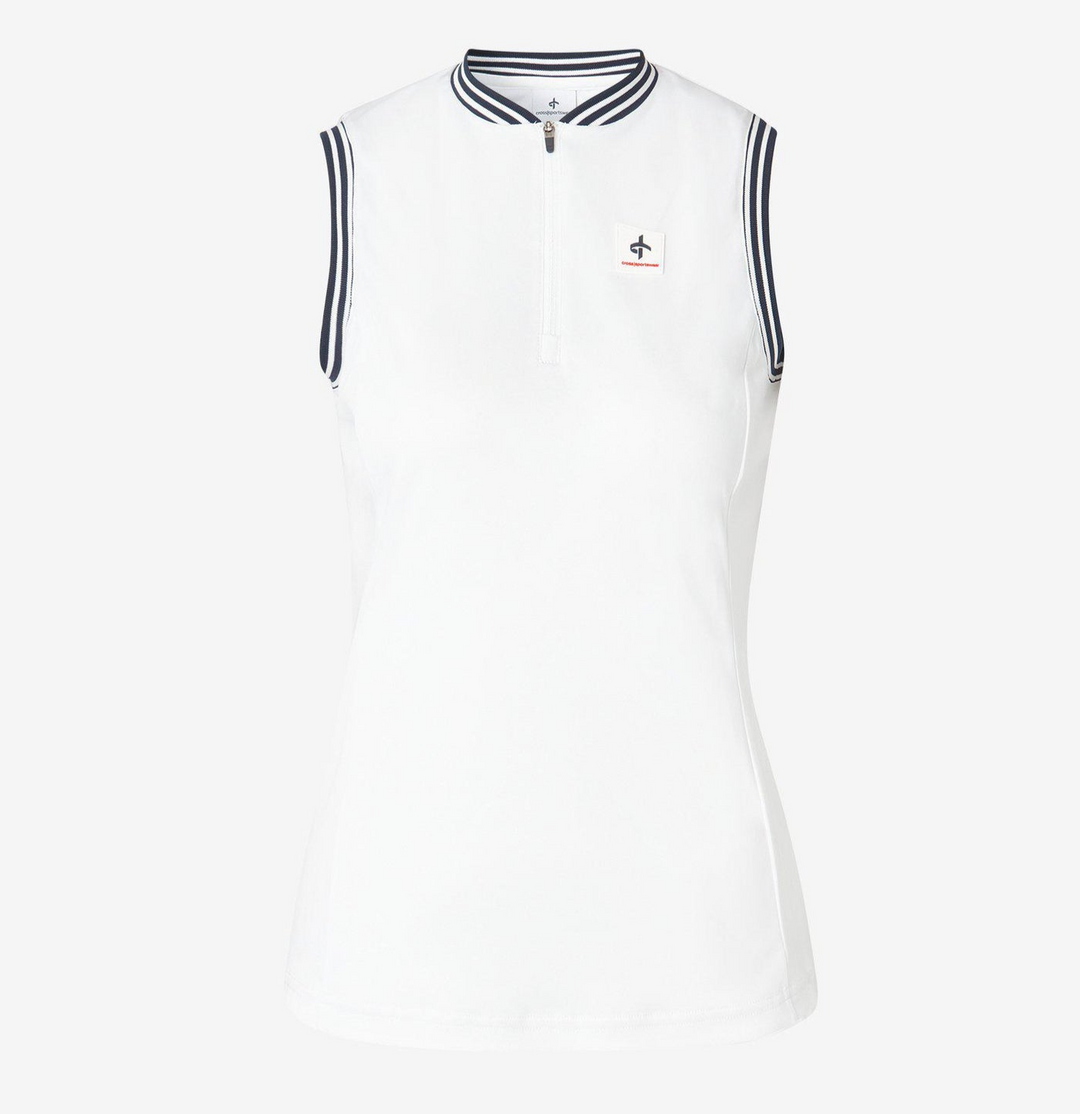 Cross Women's NOSTALGIA Sleeveless Polo - WHITE / NAVY TRIM