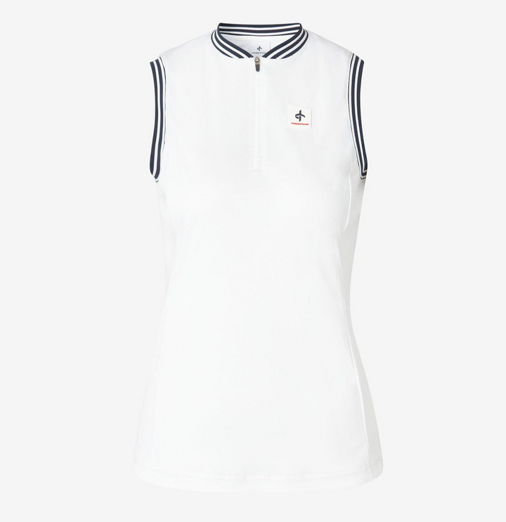 Cross Women's NOSTALGIA Sleeveless Polo - WHITE / NAVY TRIM