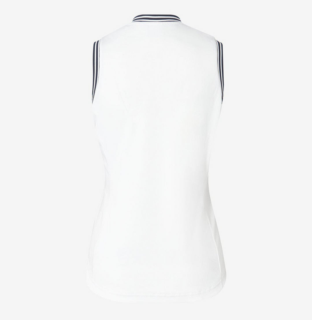 Cross Women's NOSTALGIA Sleeveless Polo - WHITE / NAVY TRIM