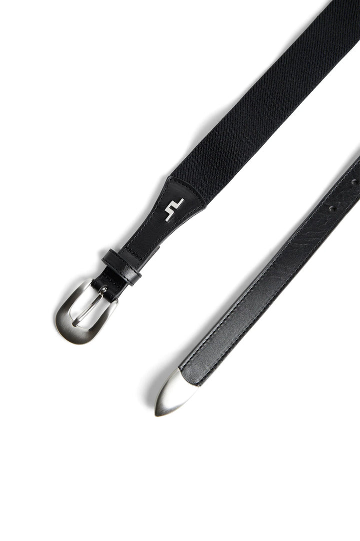 J.Lindeberg Men's Boone Leather Stretch Belt - Black