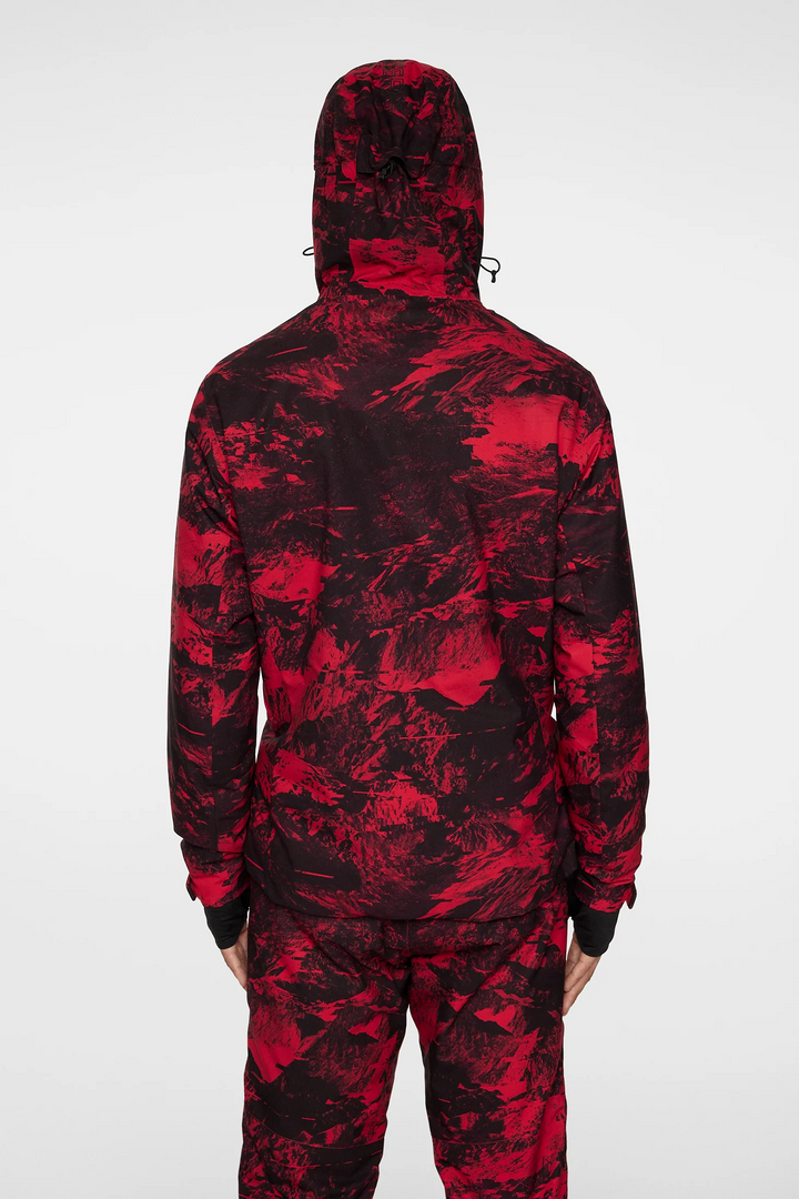 J.Lindeberg Men's ACE Printed Ski Jacket - MOUNTAIN GLITCH RED