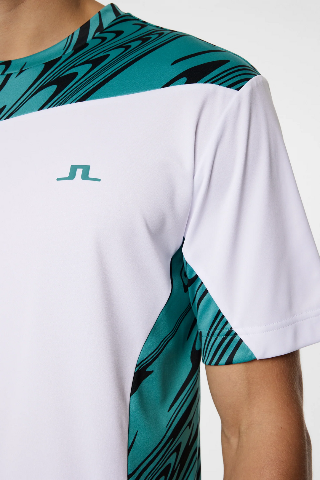 J.Lindeberg Mens Niccolo T-Shirt - LIQUIFY TEAL BLACK
