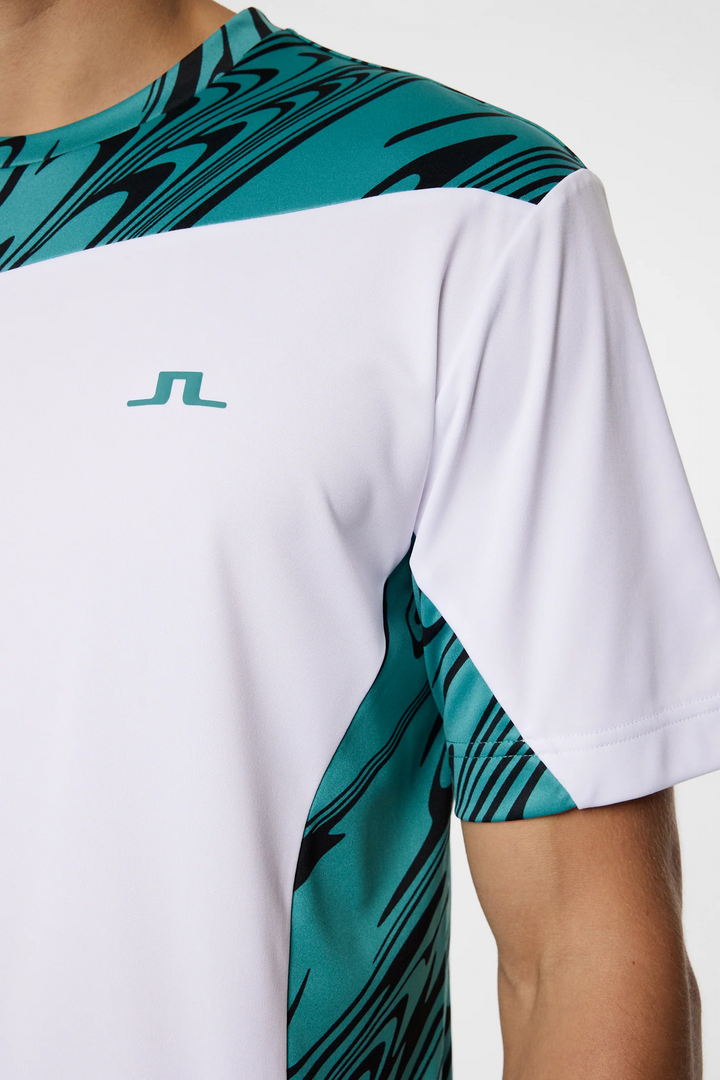 J.Lindeberg Mens Niccolo T-Shirt - LIQUIFY TEAL BLACK